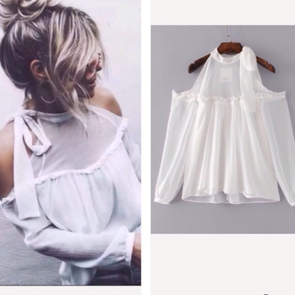 ❤️5 🌟RATED ❤️ ❤️❤️ High Neck Blouse Tie Neck - Picture 3 of 4